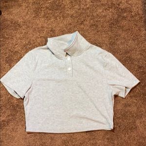 Light grey polo neck cropped tee